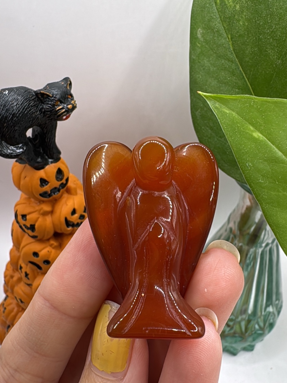 Carnelian Angel Figurine - Deep Orange Spiritual Decor